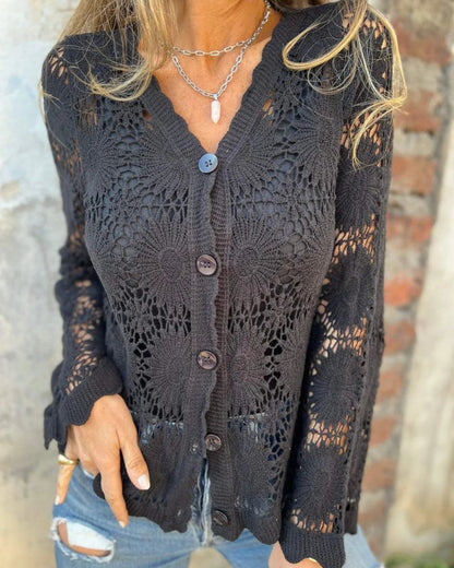 NALIE - Crochet Lace Button Cardigan